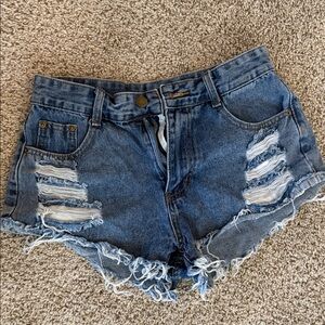 SHEIN Distressed Blue Jean Shorts